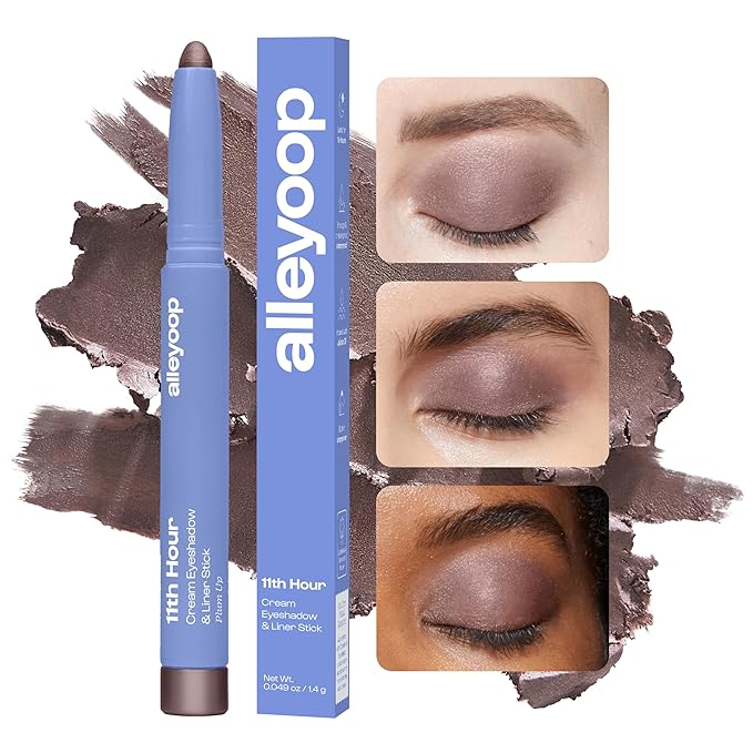ALLEYOOP 11th Hour Waterproof Cream Eyeshadow Stick ?€? Long-Lasting Eye Shadow Pencil & Eyeliner, Cream to Powder Stick & Highlighter ?€? Smudge-Proof Eyeshadow Shimmer, Plum Up Shimmer