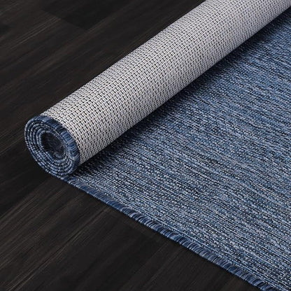 Washable Indoor Outdoor Rug 9x12 Weather Resistant Area Rugs Modern Solid for Porch Deck Balcony Backyard Patio Outside Carpet (9 X 12 Azure Blue)