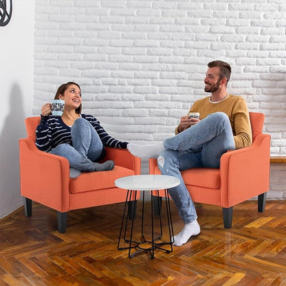 VINGLI Burnt Orange Mid Century Modern Accent Chair for Living Room & Bedroom, Scooped Arm, Upholstered Comfy Chair for Apartment, Waiting Room