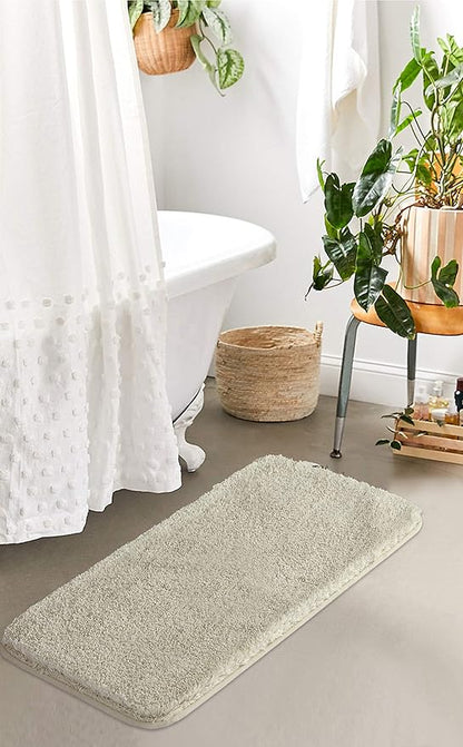Suchtale Large Bathroom Rug Extra Soft and Absorbent Shaggy Bathroom Mat (24 x 40, Light Tan) Machine Washable Microfiber Bath Mat for Bathroom, Non Slip Bath Mat, Bathroom Floor Mats Rubber Back