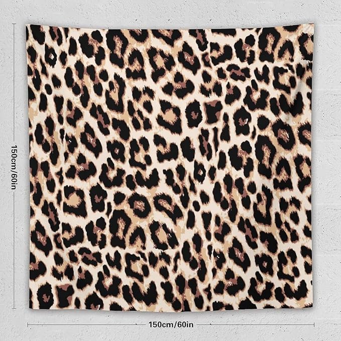 HZOHNAGO Leopard Print Tapestry Rustic Brown Leopard Wild Animal Printed Wall Tapestry Painting Wall Hanging for Bedroom Living Room Dorm 60" W x 60" H