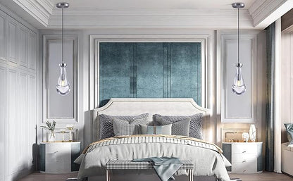 Raindrop Pendant Lights Set of 2, Nickel Pendant Lights Kitchen Island, Brushed Nickel Kitchen Island Light Dining Room Light Fixture, Chandelier for Bedroom Bathroom,Bulb Included