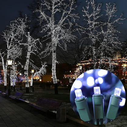 White Wide Angle LED Christmas Lights, 64.8 Ft 300 Count, Pack of 3 Strands 21.9 Ft 100 Lights UL Certified Commercial Grade Green Wire 5mm Holiday String Light