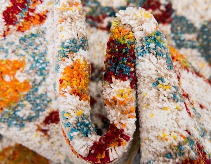 Unique Loom Rosso Collection Vintage, Geometric, Bohemian, Traditional, Distressed, Southwestern Area Rug, 2' 0" x 6' 0", Multi/Ivory