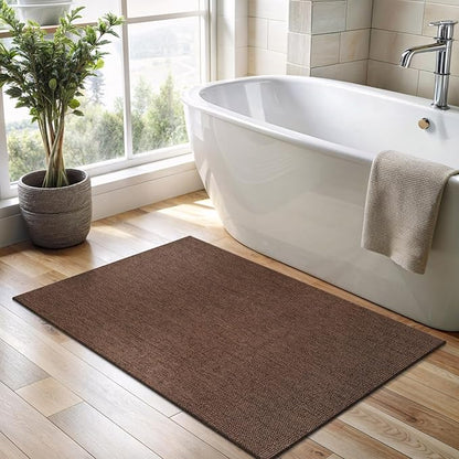 CAMILSON Easy Jute Rug 2x3, Indoor Outdoor Brown Color Fiber Area Rugs for Living Room and Kitchen Rug, Solid Boho Woven Design, Easy-Cleaning, Washable Outside Carpet Alfombras (2 x 3)