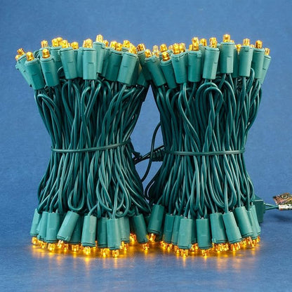 200 Count Orange Wide Angle LED Christmas Lights, 66 ft Green Wire UL Certified Commercial Grade 5mm Holiday String Light Set (Orange)