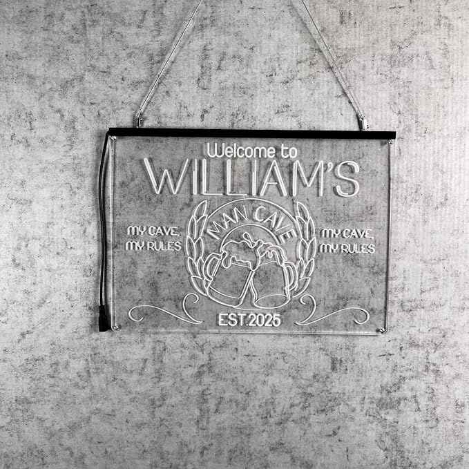 Personalized Bar Signs with Your Name for home wall light up with personalized pub name, man cave accessories, beer themed neon customizable lighted sign