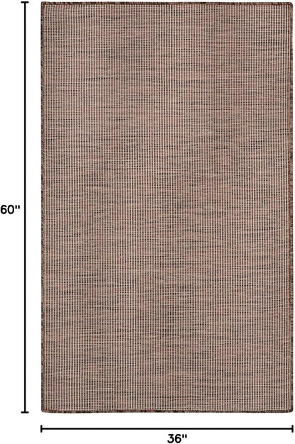 Nourison Positano Indoor/Outdoor Natural 3' x 5' Area Rug, Easy Cleaning, Non Shedding, Bed Room, Living Room, Dining Room, Backyard, Deck, Patio (3x5)