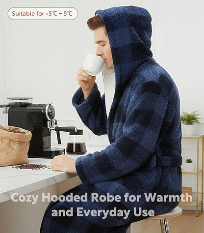 DAVID ARCHY Men's Soft Fleece Plush Robe Full Length Long Bathrobe