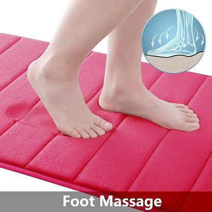 Buganda Memory Foam Bath Mat, 35.4" x 24", Ultra Soft and Non-Slip Bathroom Rugs, Water Absorbent and Machine Washable Bath Rug Runner for Bathroom, Shower, and Tub, Deep Pink