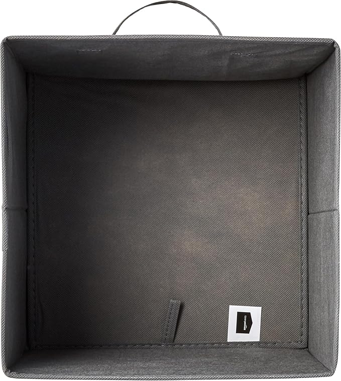 Amazon Basics Collapsible Fabric Storage Cubes Organizer with Handles, Sturdy, Gray, 10.5-x-10.5-x-11-inch, Pack of 6