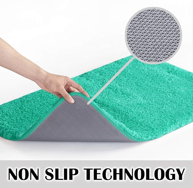 Suchtale Non Slip Bath Mat, Soft Microfiber Shaggy Bathroom Rug, Machine Washable, Thick Plush Shower Mat (20 x 32 Turquoise)