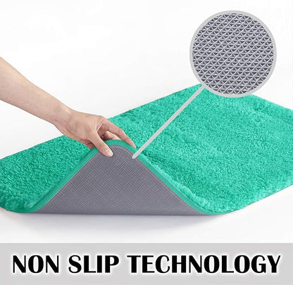 Suchtale Non Slip Bath Mat, Soft Microfiber Shaggy Bathroom Rug, Machine Washable, Thick Plush Shower Mat (20 x 32 Turquoise)