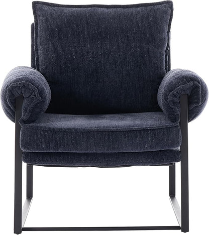 YISHENG Accent Chair with 6-Angle Adjustable Backrest, Chenille Fabric Living Room Chair Upholstered Lounge Chair, Modern Chair Cozy Reclining Chair for Reading Room, 1PC Dark Blue
