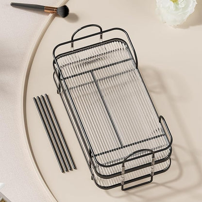 2 Tier Corner Bathroom Counter Organizer, Cosmetic Skincare Organizer, Bathroom Countertop Perfume Tray Vanity Organizer, Kitchen Spice Corner Storage Shelf