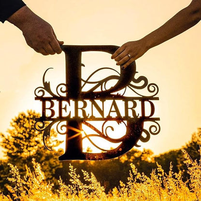 Custom Metal Last Name Monogram Sign – Personalized Wedding, Housewarming, or Outdoor Wall Decor