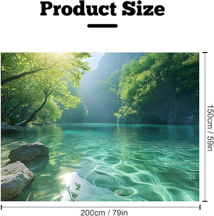 BSFHH Nature Tapestry Forest Tree Sea Cave Wall Hanging, Stream Through Rainforest Landscape Wall Art Tapestry for Bedroom Living room (Lake View, 79"×59", Unframed)