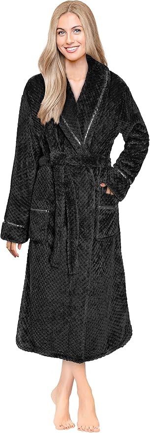PAVILIA Women Plush Fleece Robe, Soft Textured Bathrobe, Lady Cozy Spa Long Robe