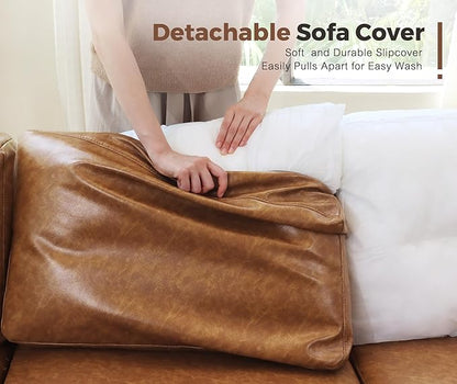 Oversized 172.5" Faux Leather Modular Sectional Sofa, Modern Large 11 Seater U Shaped Couch with Storage Seat with Reversible Chaise Deep Seat for Living Room DIY Combination - Brown