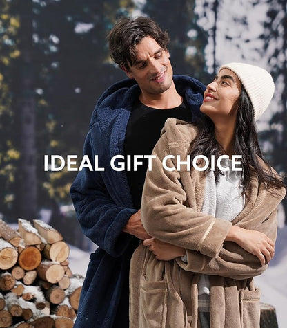 DAVID ARCHY Men's Soft Fleece Plush Robe Full Length Long Bathrobe