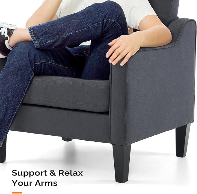 VINGLI Accent Chairs for Living Room Chairs Mid Century Modern Chair Sofa Chair Upholstered Arm Chair with Scooped Arms for Bedroom, Apartment, Office, Studio, Waiting Room, Play Room