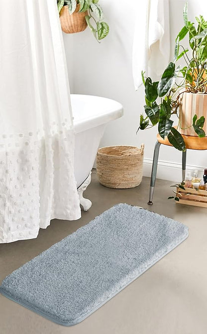 Suchtale Large Soft Bath Mat - Extra Absorbent Shaggy Microfiber Bath Mat (24 x 40, Light Blue) - Machine Washable, Non Slip, Rubber Back