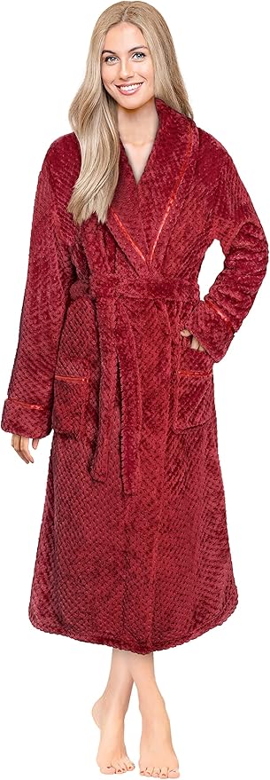 PAVILIA Women Plush Fleece Robe, Soft Textured Bathrobe, Lady Cozy Spa Long Robe