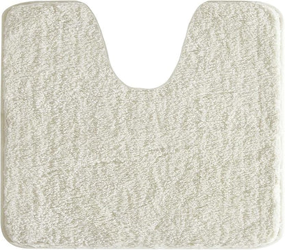 Suchtale Non Slip Bath Mat - Soft Microfiber Shaggy Bath Mat, Machine Washable, Thick Plush U Shape Toilet Rug (20 x 24, Ivory)