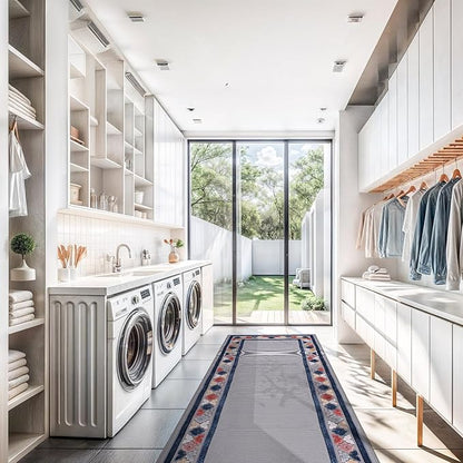 Beverly Rug Outdoor Runner Rug 2x7 Modern Floral Bordered Area Rugs for Indoor and Outdoor Patio Easy to Clean Non Shedding Living Room Porch Garden Washable Outside Carpet (2 x 7 Gray)