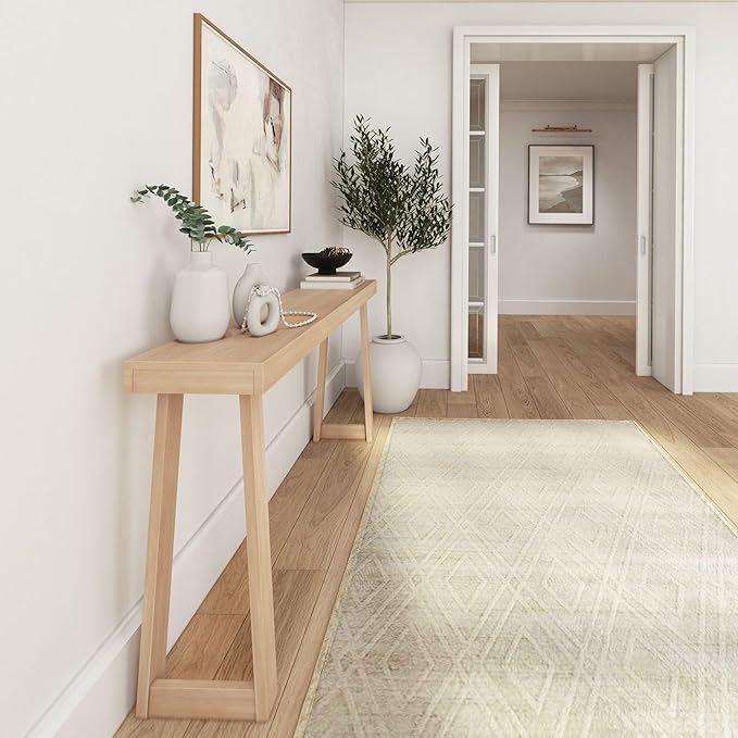 Plank+Beam Solid Wood Console Table, 66 Inch, Sofa Table, Narrow Entryway Table for Hallway, Behind The Couch, Living Room, Foyer, Easy Assembly, Blonde