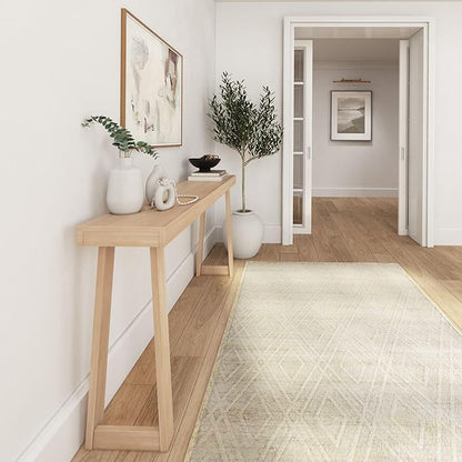 Plank+Beam Solid Wood Console Table, 66 Inch, Sofa Table, Narrow Entryway Table for Hallway, Behind The Couch, Living Room, Foyer, Easy Assembly, Blonde