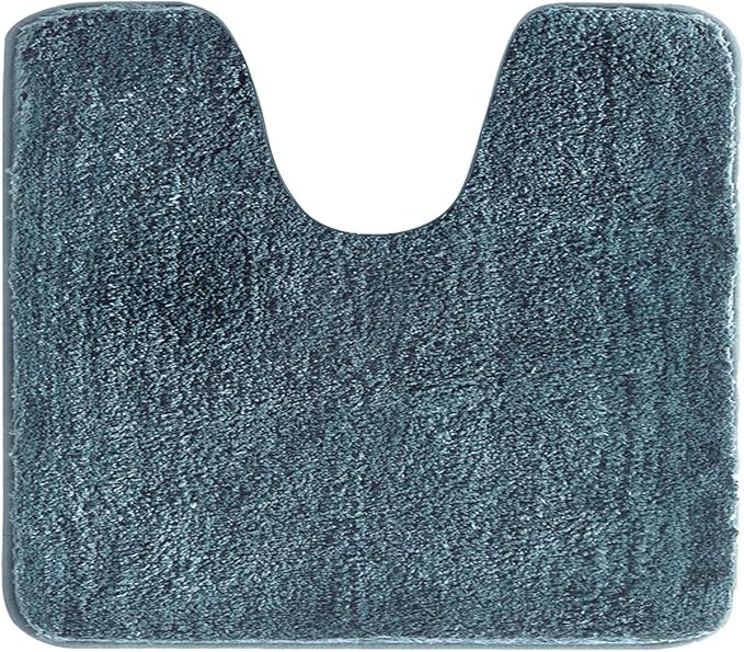 Suchtale Bathroom Contour Rug Non Slip Bath Mat Water Absorbent Soft Microfiber Shaggy Bathroom Mat Machine Washable Bath Rug for Bathroom Thick Plush U Shape Toilet Rug (20 x 24, Slate)