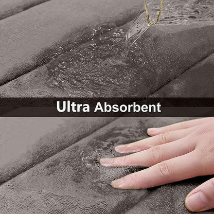 Buganda Memory Foam Bath Mat, 24" x 16", Ultra Soft and Non-Slip Bathroom Rugs, Water Absorbent and Machine Washable Bath Rug for Bathroom, Shower, and Tub, Taupe