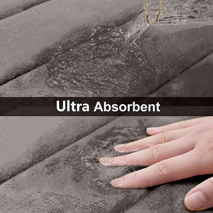 Buganda Memory Foam Bath Mat, 47" x 24", Ultra Soft and Non-Slip Bathroom Rugs, Water Absorbent and Machine Washable Bath Rug Runner for Bathroom, Shower, and Tub, Taupe