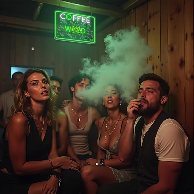 Coffee Neon Sign, Leaf Neon Signs for Wall Decor, Dimmable Acrylic Neon Lights for Coffee Bar Coffee Shop Bar Pub Club Bistro Man Cave Restaurant Game Room Hotel