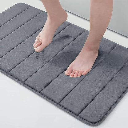 Buganda Memory Foam Bath Mat, 34" x 20", Ultra Soft and Non-Slip Bathroom Rugs, Water Absorbent and Machine Washable Bath Rug for Bathroom, Shower, and Tub, Dark Grey