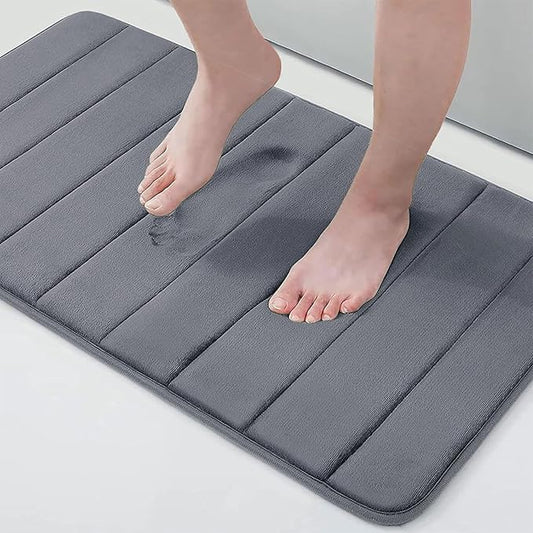 Buganda Memory Foam Bath Mat, 34" x 20", Ultra Soft and Non-Slip Bathroom Rugs, Water Absorbent and Machine Washable Bath Rug for Bathroom, Shower, and Tub, Dark Grey