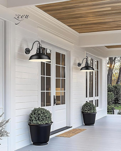 zeyu 2 Pack Gooseneck Barn Lights, Exterior Wall Mount Light for Porch, 18 Inch Modern barn Lights, Matte Black Finish, 016-1BL-2 BK