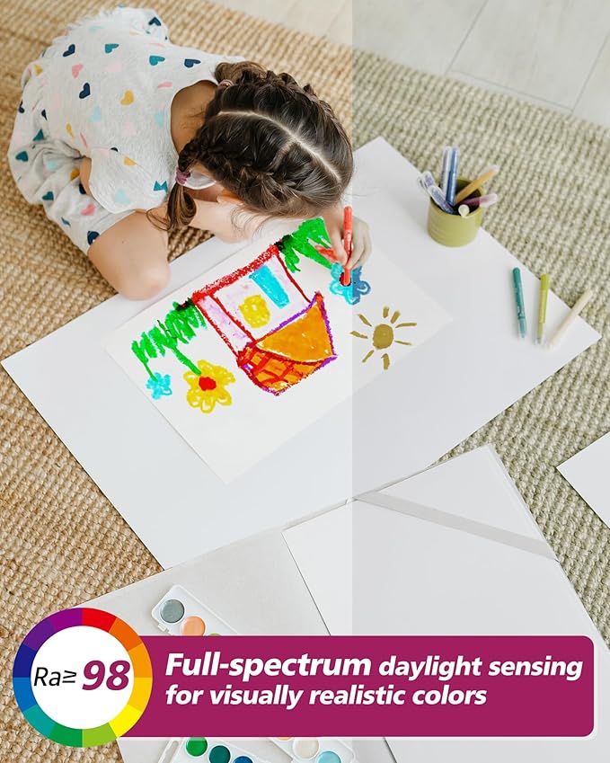 EMITEVER LED Floor Lamp, 100W Spectrum Eye Care Standing Lamp, 77'' Dimmable Motion Sensing & Daylight Sensing Reading Lamp for Study, Living Room, Conference, Office, 4000K Natural Daylight, White