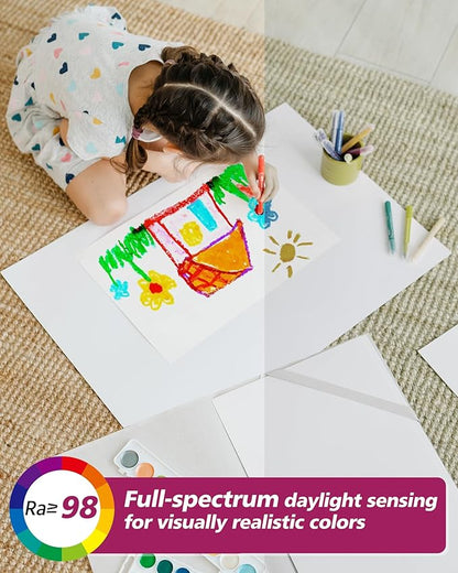 EMITEVER LED Floor Lamp, 100W Spectrum Eye Care Standing Lamp, 77'' Dimmable Motion Sensing & Daylight Sensing Reading Lamp for Study, Living Room, Conference, Office, 4000K Natural Daylight, White