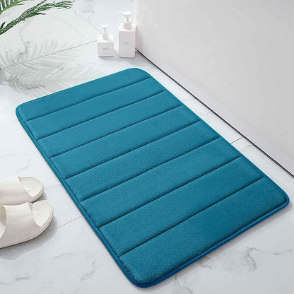 Buganda Memory Foam Bath Mat, 30" x 20", Ultra Soft and Non-Slip Bathroom Rugs, Water Absorbent and Machine Washable Bath Rug for Bathroom, Shower, and Tub, Peacock Blue