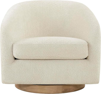 CHITA Swivel Accent Chair Set of 2, FSC Certified Upholstered Fabric Barrel Chair for Living Room, Fully Assembled, Cream