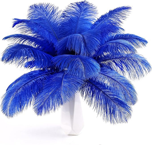 THARAHT Blue Ostrich Feathers 24pcs Natural Bulk 10-12Inch 25cm-30cm for Crafts Wedding Party Centerpieces Easter Gatsbi and Home Decoration Feathers
