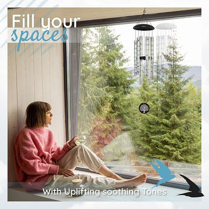 The Wind Chime CO Deep Tone Sympathy Wind Chime with 6 Andonized Aluminum Tubes Tuned Soothing Melody, Memorial Wind Chimes for Outside Decoration (Patio, Graden, Yard) 40"