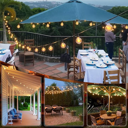 Cccinny Outdoor String Lights 25 FT G40 Globe String Lights with 13 Edison Plastic Bulbs(1 Spare), Waterproof Shatterproof Connectable Hanging Lights for Backyard Porch Balcony Party Xmas Decor