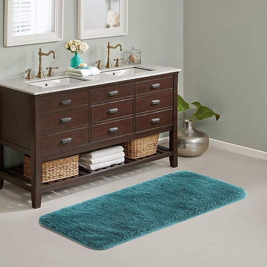 Suchtale Large Bathroom Rug Extra Soft and Absorbent Shaggy Bath Mat Machine Washable Microfiber Bathroom Non Slip Mat for Bath Floor Mats - Rubber Back (24 x 60 Teal)