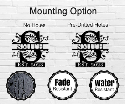 Custom Metal Name Sign | Personalized Metal Signs | Split Letter Monogram Wall Decor | Last Name Sign | Family Name Sign | Anniversary Wedding Gift | Outdoor Metal Art | Housewarming Gift