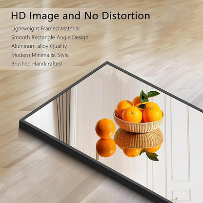 48x24In Black Bathroom Mirror for Wall, Rectangle Mirrors with Metal Frame, Bathroom Rectangular Mirror Modern Wall Mirror for Bedroom Living Room, Entryway Hangs Horizontal or Vertical