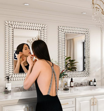 Kelly Miller Jeweled Luxury Bathroom Mirror for Wall, 24"x36" Rectangle Wall Mirror Decorative Mirror Vanity Mirror with Diamonds for Master Bath Half Bath Living Room Bedroom Fireplace Mantle Hallway