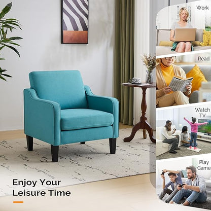 VINGLI Accent Chairs for Living Room Mid Century Modern Chair Sofa Chair Upholstered Arm Chair with Scooped Arms for Bedroom, Apartment, Office, Studio, Waiting Room, Play Room